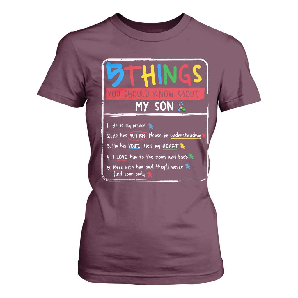 Autistic Son Autism Awareness Mom Dad Parents T Shirt For Women TS10 Maroon Print Your Wear