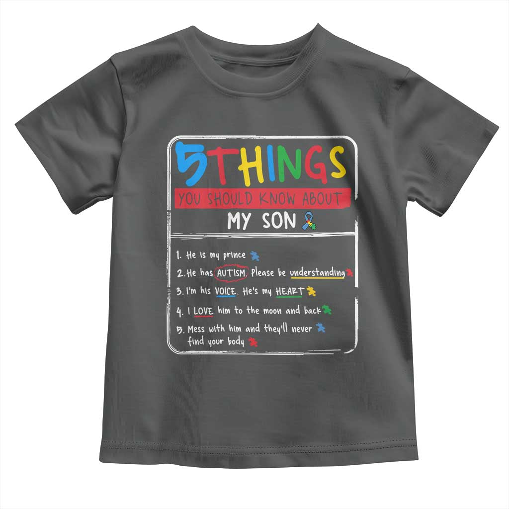 Autistic Son Autism Awareness Mom Dad Parents Toddler T Shirt TS10 Dark Heather Print Your Wear