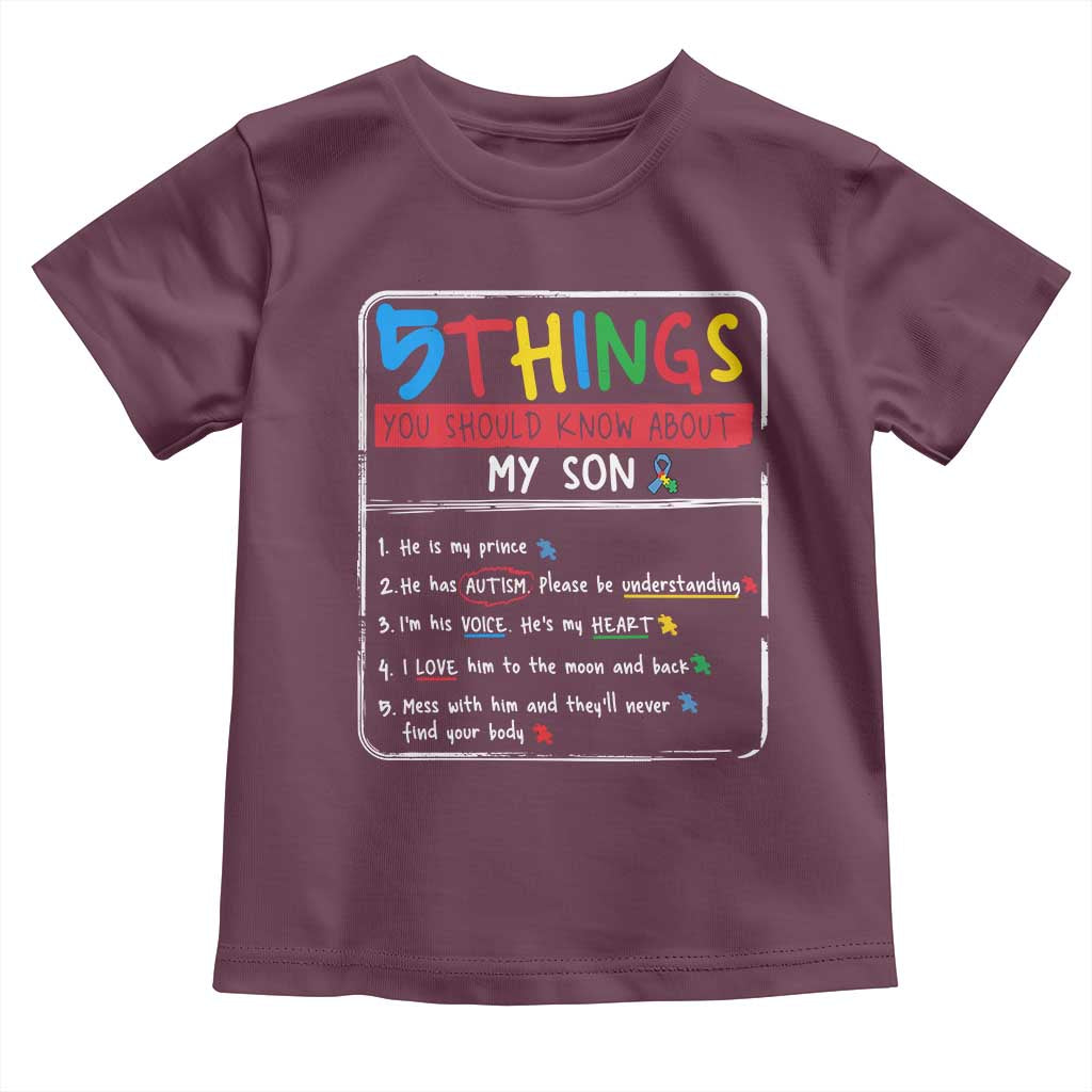 Autistic Son Autism Awareness Mom Dad Parents Toddler T Shirt TS10 Maroon Print Your Wear