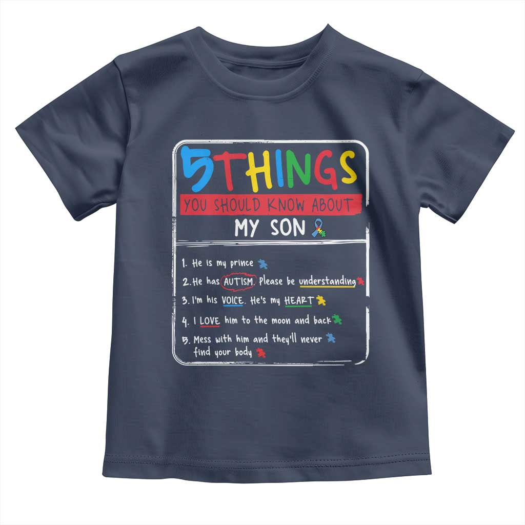Autistic Son Autism Awareness Mom Dad Parents Toddler T Shirt TS10 Navy Print Your Wear