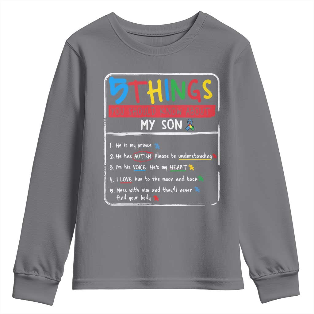 Autistic Son Autism Awareness Mom Dad Parents Youth Sweatshirt TS10 Charcoal Print Your Wear