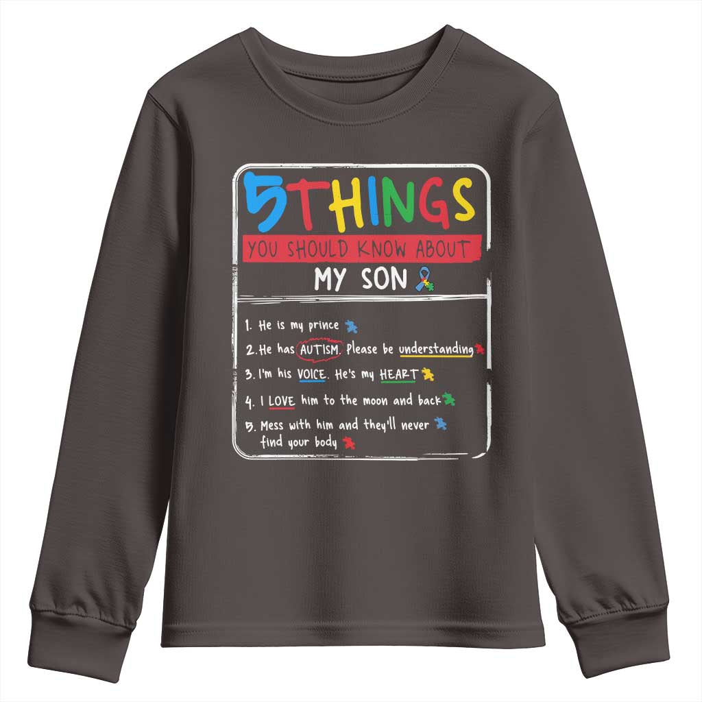 Autistic Son Autism Awareness Mom Dad Parents Youth Sweatshirt TS10 Dark Chocolate Print Your Wear