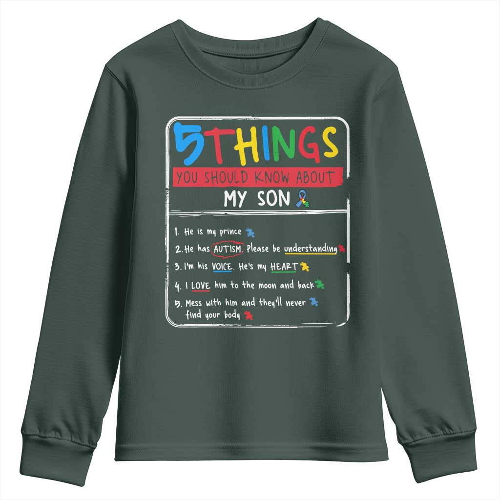 Autistic Son Autism Awareness Mom Dad Parents Youth Sweatshirt TS10 Dark Forest Green Print Your Wear