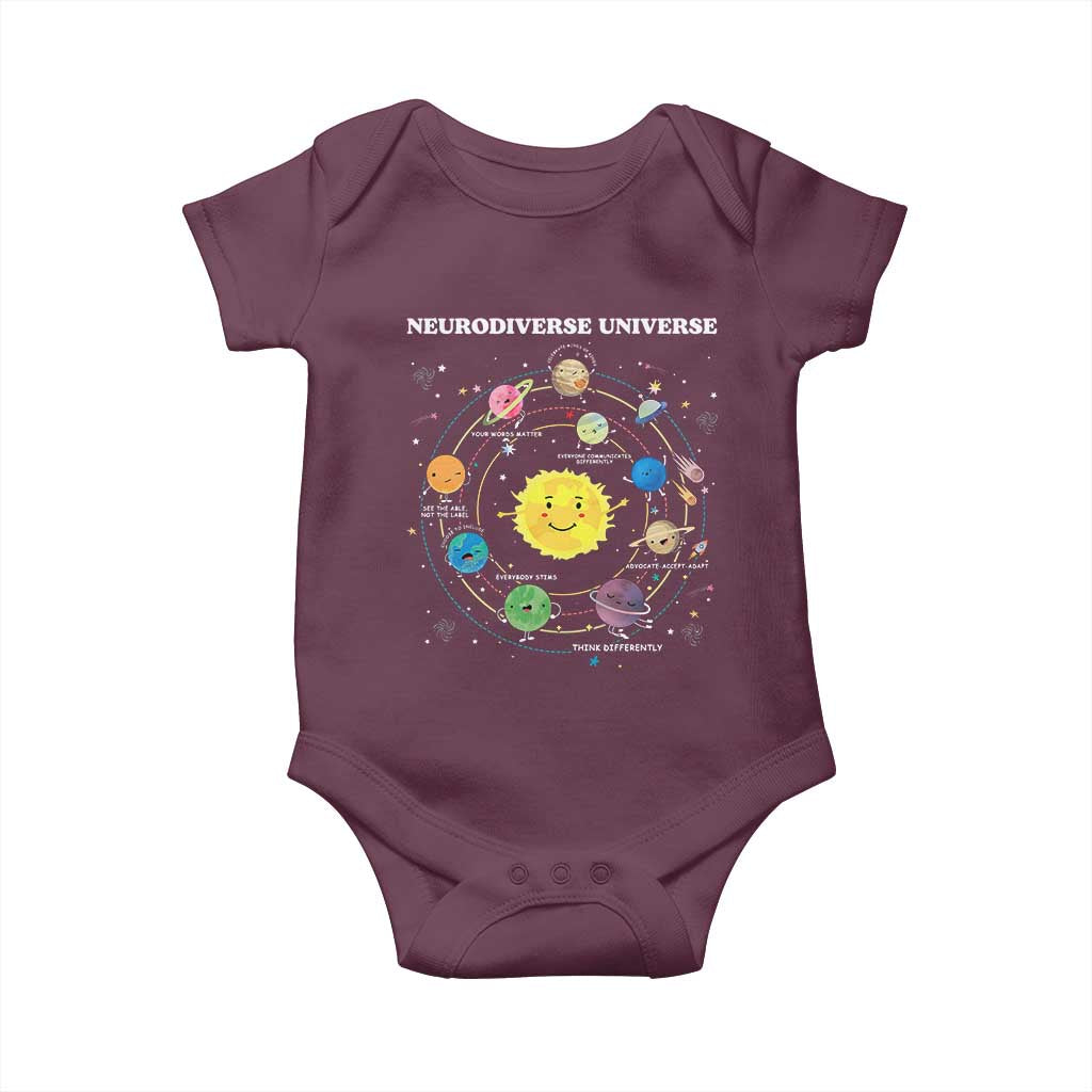 Autism Awareness Baby Onesie Neurodiverse Universe Sped Teacher TS10 Maroon Print Your Wear