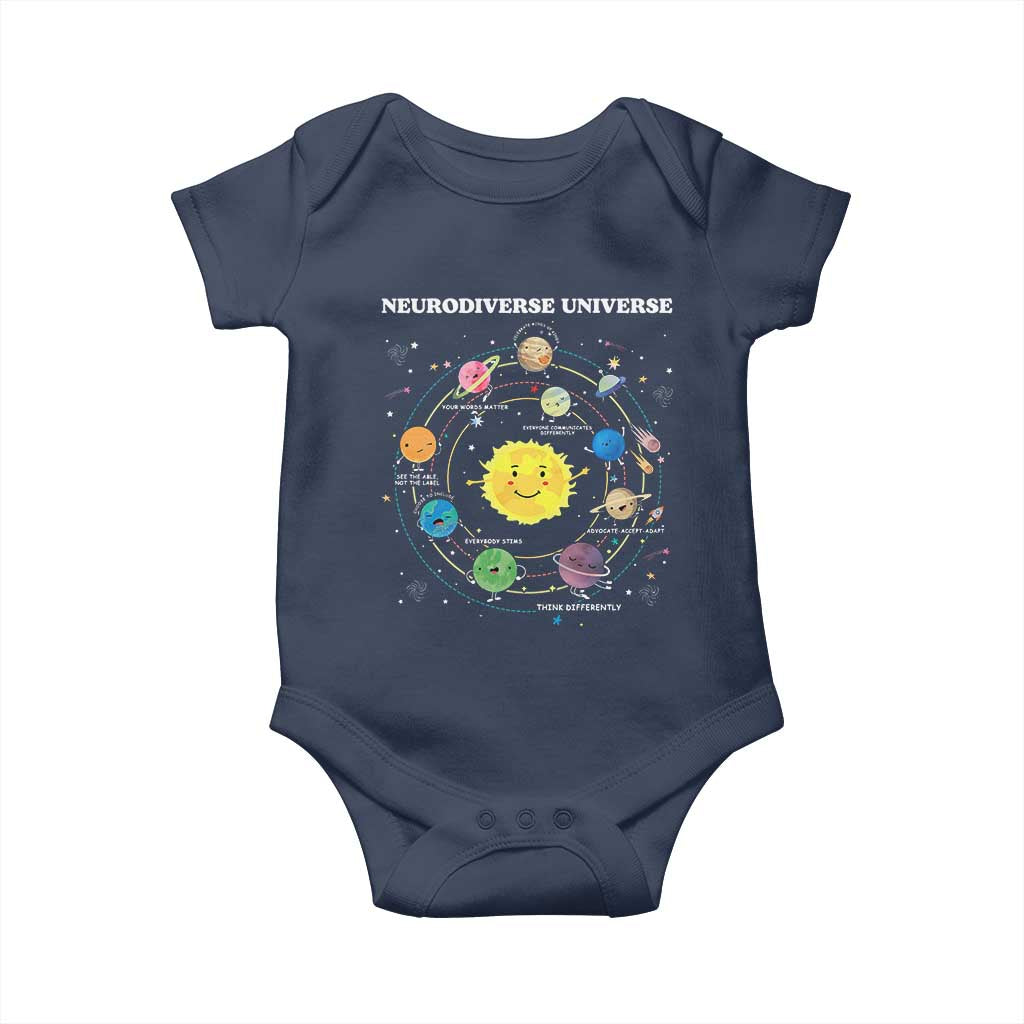 Autism Awareness Baby Onesie Neurodiverse Universe Sped Teacher TS10 Navy Print Your Wear
