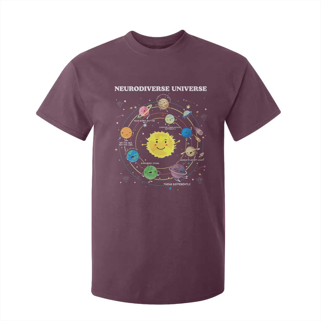 Autism Awareness T Shirt For Kid Neurodiverse Universe Sped Teacher TS10 Maroon Print Your Wear