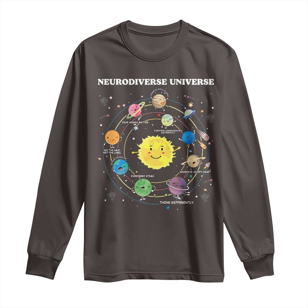 Autism Awareness Long Sleeve Shirt Neurodiverse Universe Sped Teacher TS10 Dark Chocolate Print Your Wear