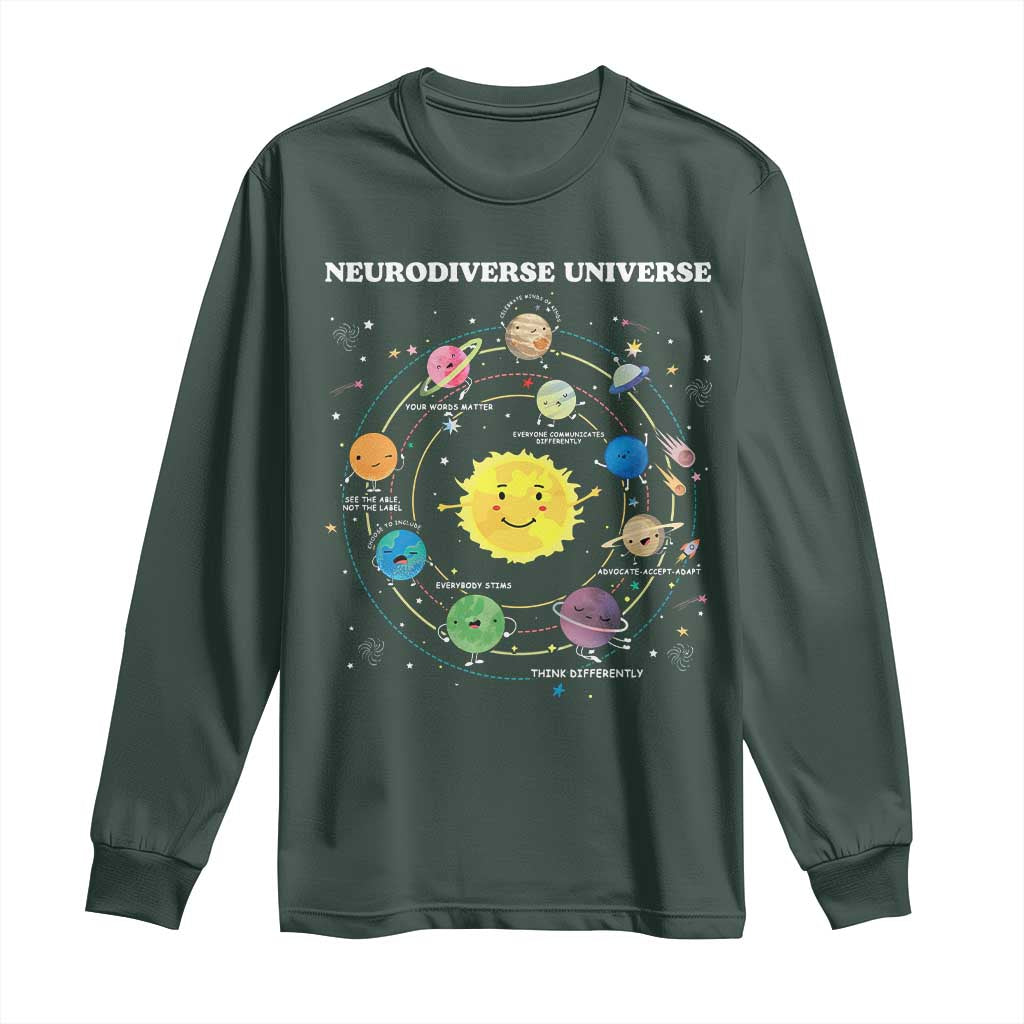 Autism Awareness Long Sleeve Shirt Neurodiverse Universe Sped Teacher TS10 Dark Forest Green Print Your Wear