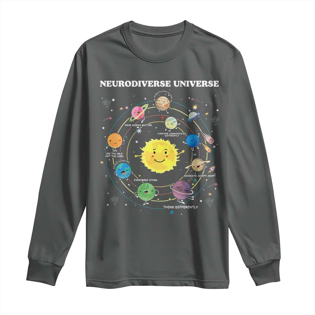 Autism Awareness Long Sleeve Shirt Neurodiverse Universe Sped Teacher TS10 Dark Heather Print Your Wear