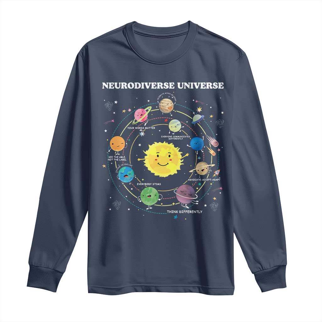 Autism Awareness Long Sleeve Shirt Neurodiverse Universe Sped Teacher TS10 Navy Print Your Wear