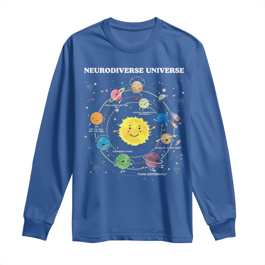 Autism Awareness Long Sleeve Shirt Neurodiverse Universe Sped Teacher TS10 Royal Blue Print Your Wear