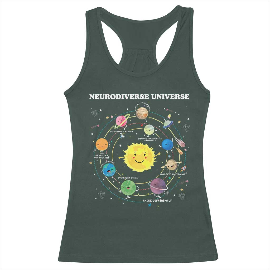 Autism Awareness Racerback Tank Top Neurodiverse Universe Sped Teacher TS10 Dark Forest Green Print Your Wear