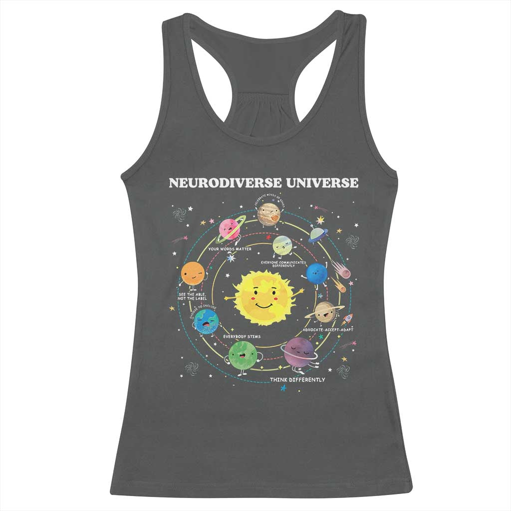 Autism Awareness Racerback Tank Top Neurodiverse Universe Sped Teacher TS10 Dark Heather Print Your Wear