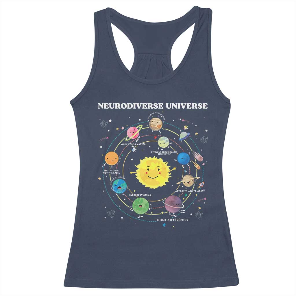 Autism Awareness Racerback Tank Top Neurodiverse Universe Sped Teacher TS10 Navy Print Your Wear