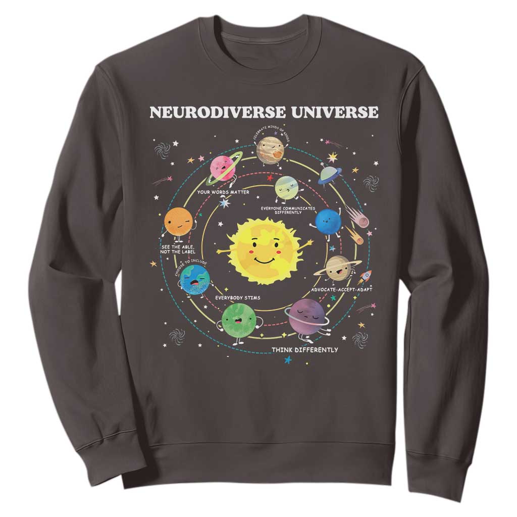 Autism Awareness Sweatshirt Neurodiverse Universe Sped Teacher TS10 Dark Chocolate Print Your Wear