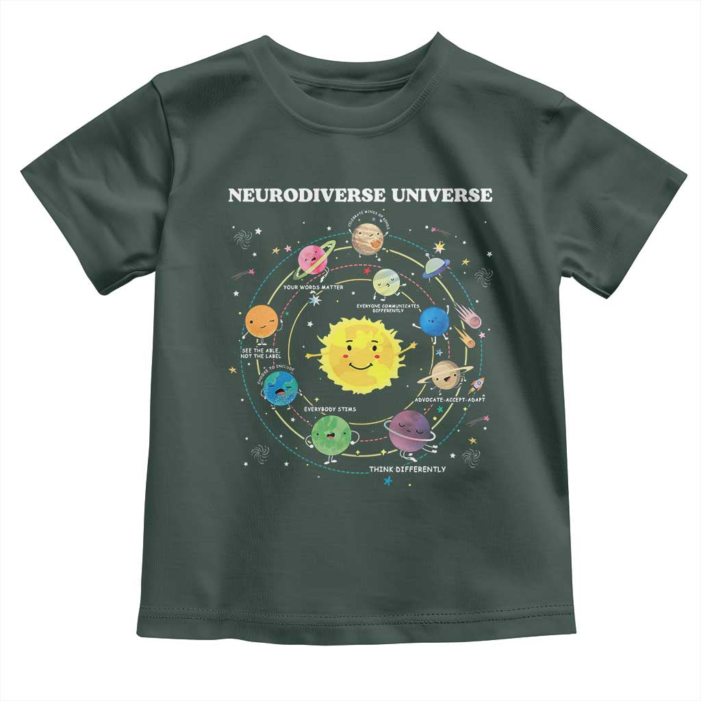 Autism Awareness Toddler T Shirt Neurodiverse Universe Sped Teacher TS10 Dark Forest Green Print Your Wear
