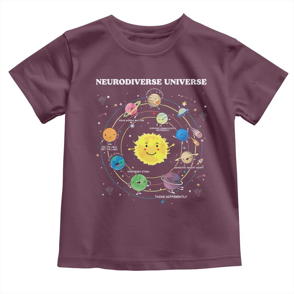 Autism Awareness Toddler T Shirt Neurodiverse Universe Sped Teacher TS10 Maroon Print Your Wear