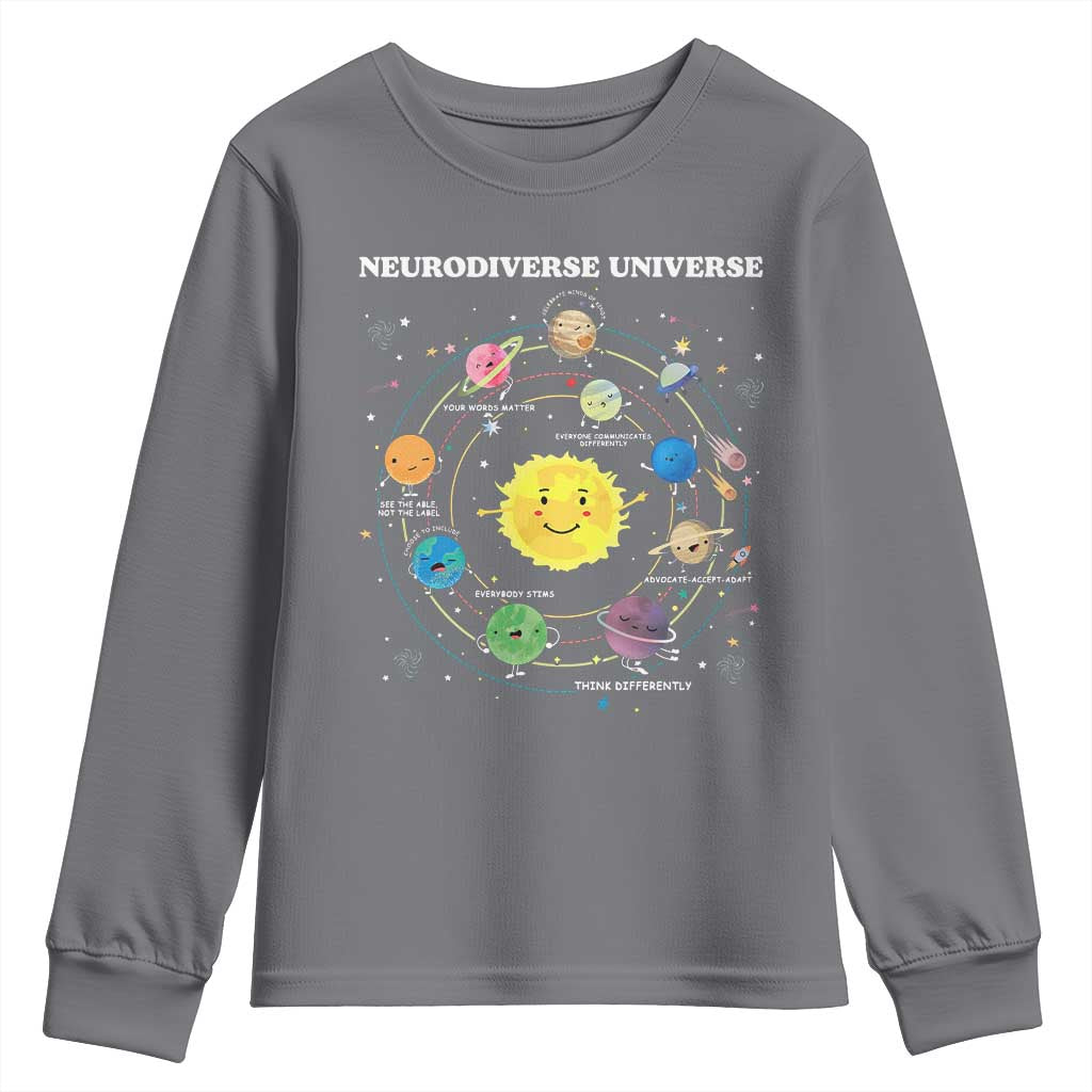 Autism Awareness Youth Sweatshirt Neurodiverse Universe Sped Teacher TS10 Charcoal Print Your Wear