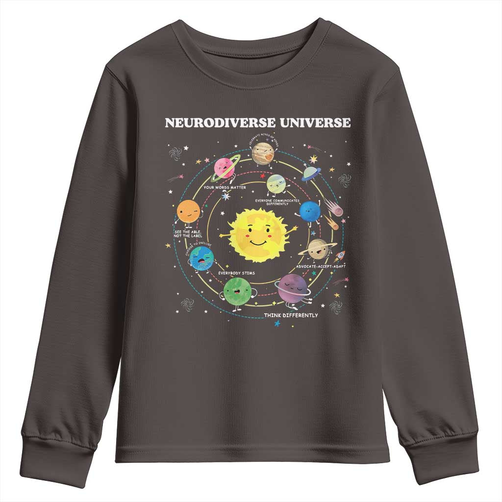 Autism Awareness Youth Sweatshirt Neurodiverse Universe Sped Teacher TS10 Dark Chocolate Print Your Wear