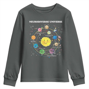 Autism Awareness Youth Sweatshirt Neurodiverse Universe Sped Teacher TS10 Dark Heather Print Your Wear