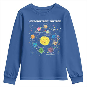 Autism Awareness Youth Sweatshirt Neurodiverse Universe Sped Teacher TS10 Royal Blue Print Your Wear