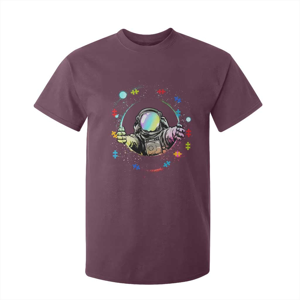 Astronaut Autism Awareness T Shirt For Kid Space Autistic Kids Sped Teacher TS10 Maroon Print Your Wear
