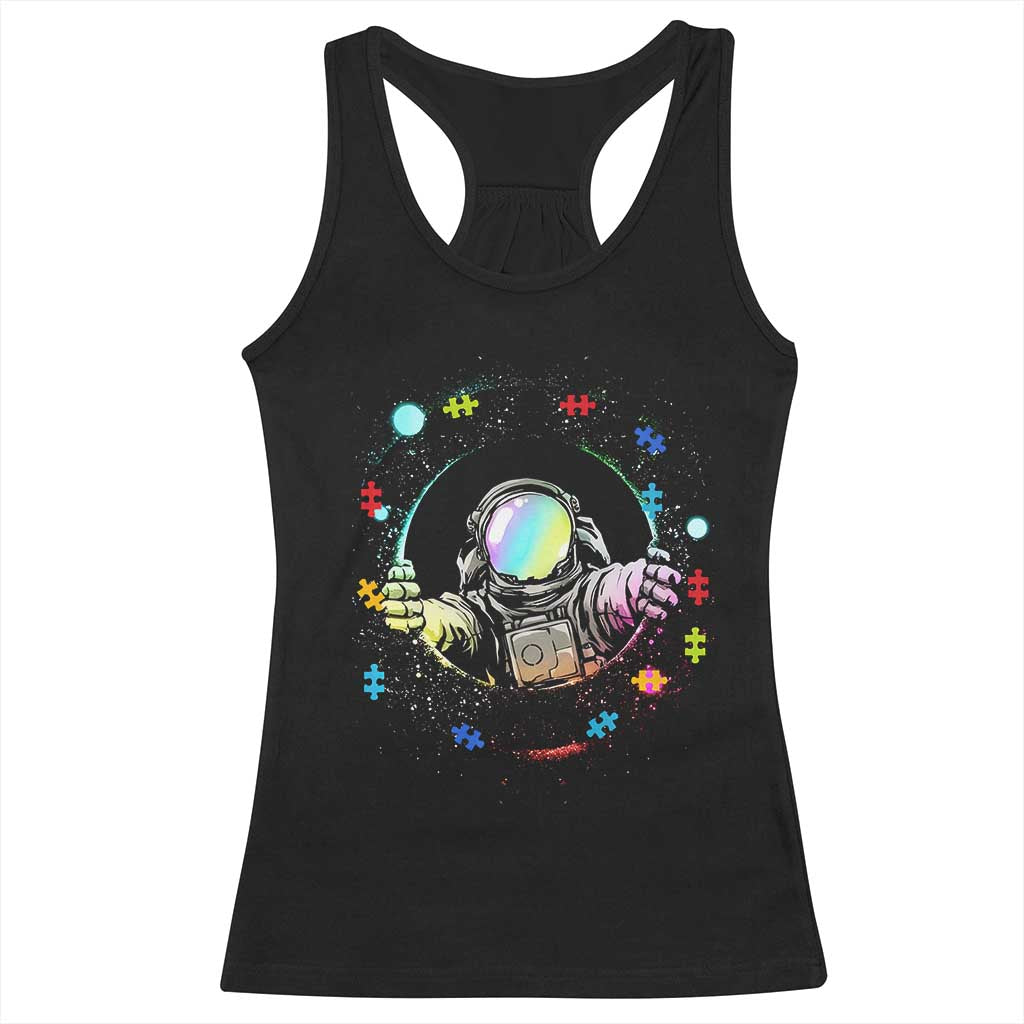 Astronaut Autism Awareness Racerback Tank Top Space Autistic Kids Sped Teacher TS10 Black Print Your Wear