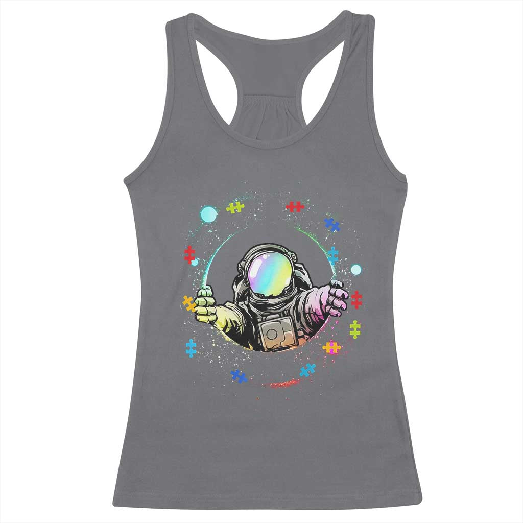 Astronaut Autism Awareness Racerback Tank Top Space Autistic Kids Sped Teacher TS10 Charcoal Print Your Wear