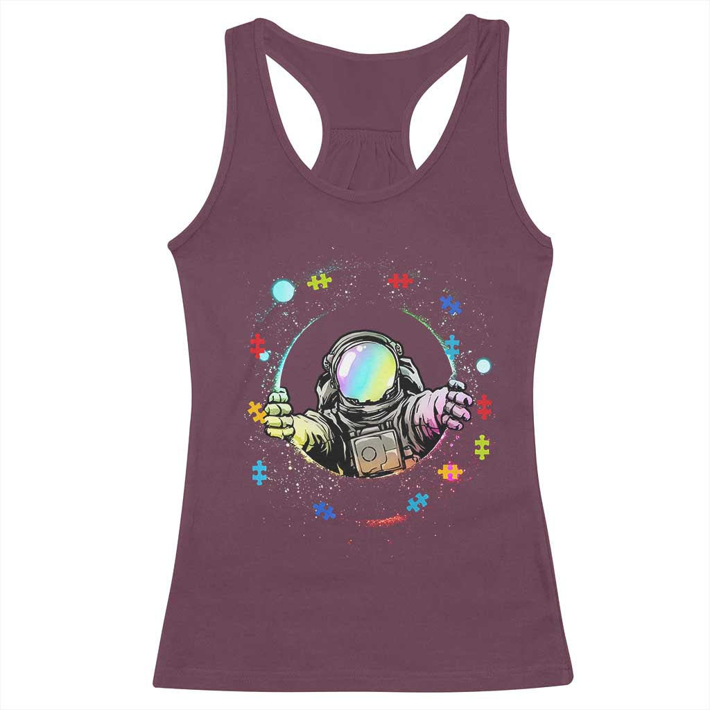 Astronaut Autism Awareness Racerback Tank Top Space Autistic Kids Sped Teacher TS10 Maroon Print Your Wear