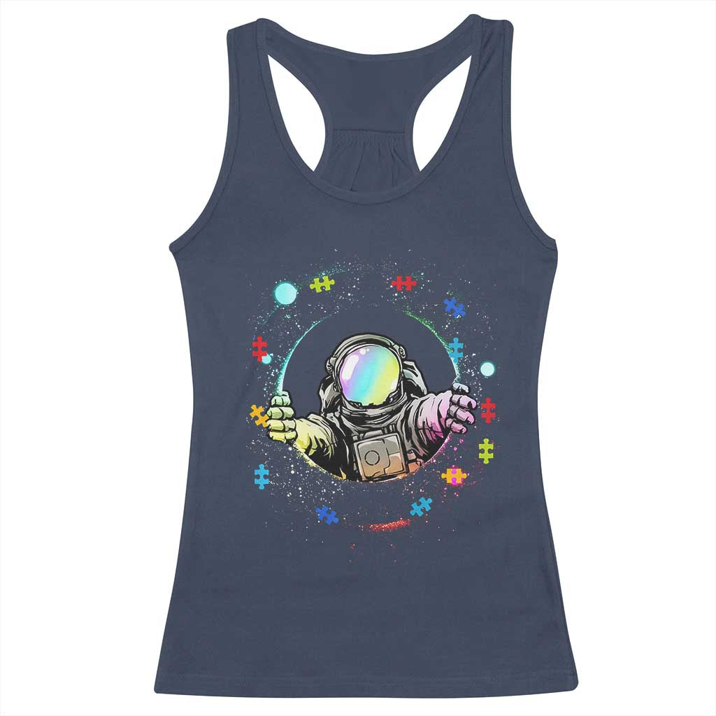 Astronaut Autism Awareness Racerback Tank Top Space Autistic Kids Sped Teacher TS10 Navy Print Your Wear