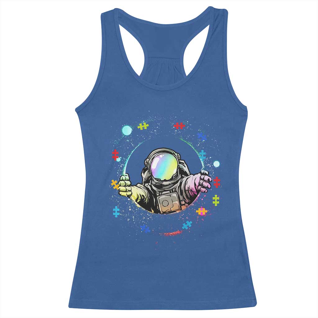 Astronaut Autism Awareness Racerback Tank Top Space Autistic Kids Sped Teacher TS10 Royal Blue Print Your Wear