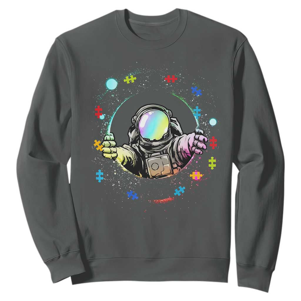 Astronaut Autism Awareness Sweatshirt Space Autistic Kids Sped Teacher TS10 Dark Heather Print Your Wear
