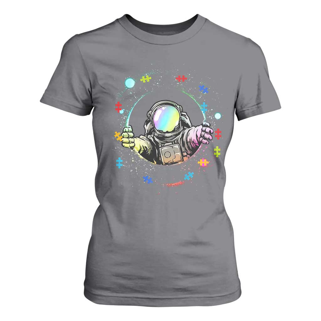 Astronaut Autism Awareness T Shirt For Women Space Autistic Kids Sped Teacher TS10 Charcoal Print Your Wear