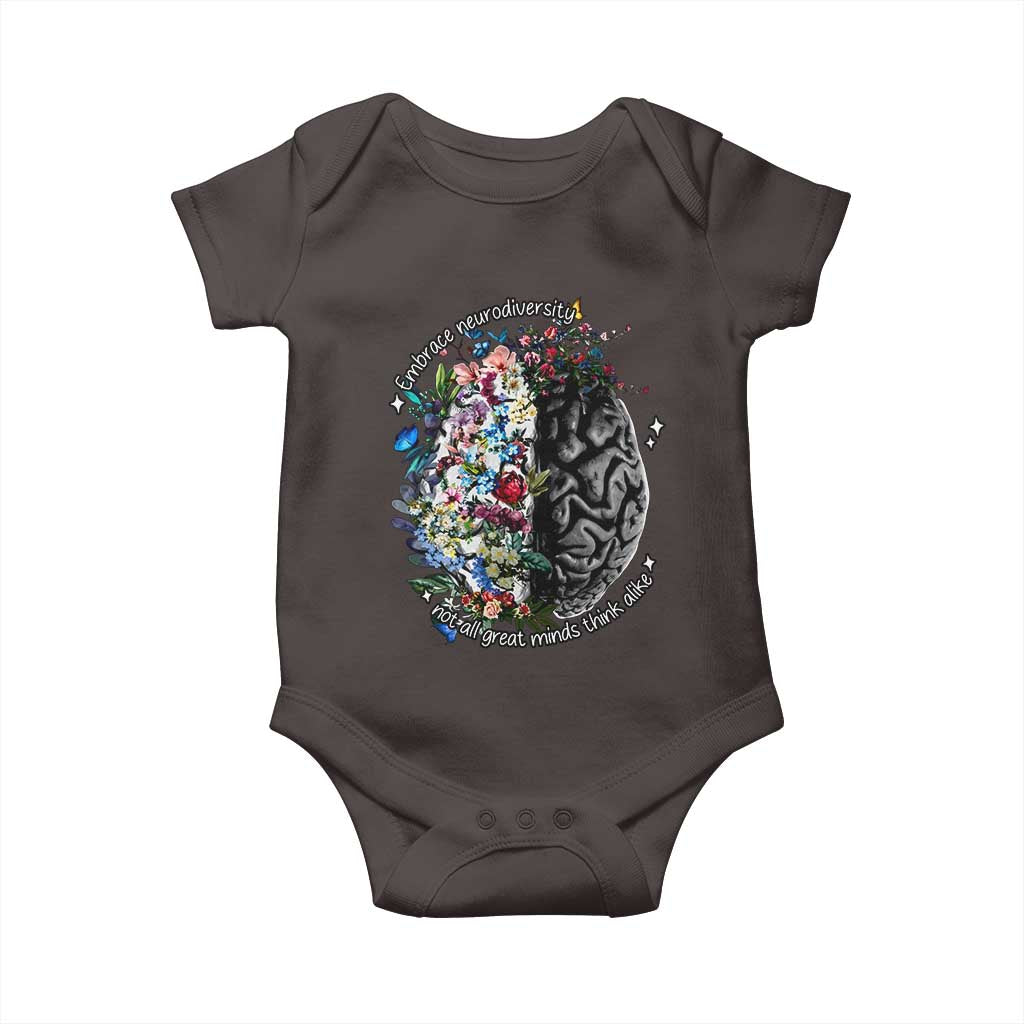 Autism Awareness Baby Onesie Neurodiversity All Great Minds Don't Mind Alike TS10 Dark Chocolate Print Your Wear