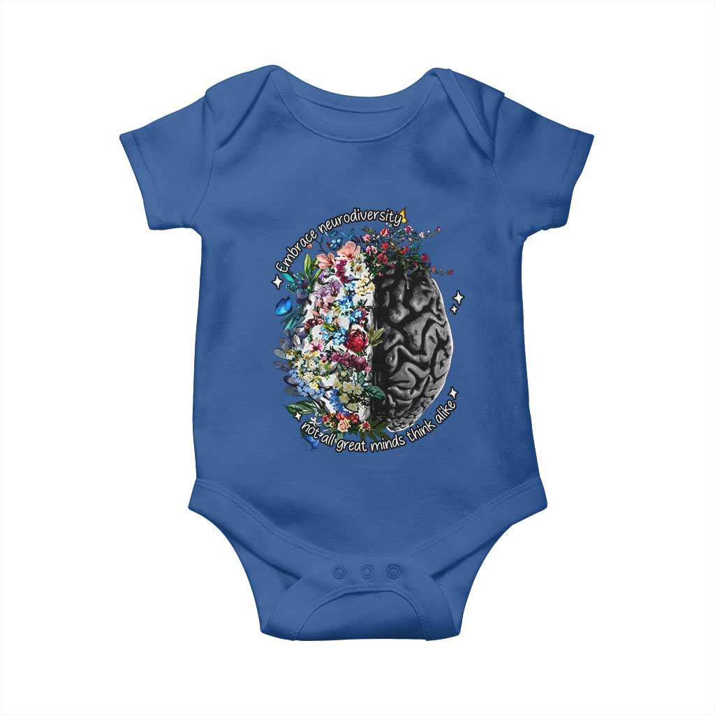 Autism Awareness Baby Onesie Neurodiversity All Great Minds Don't Mind Alike TS10 Royal Blue Print Your Wear