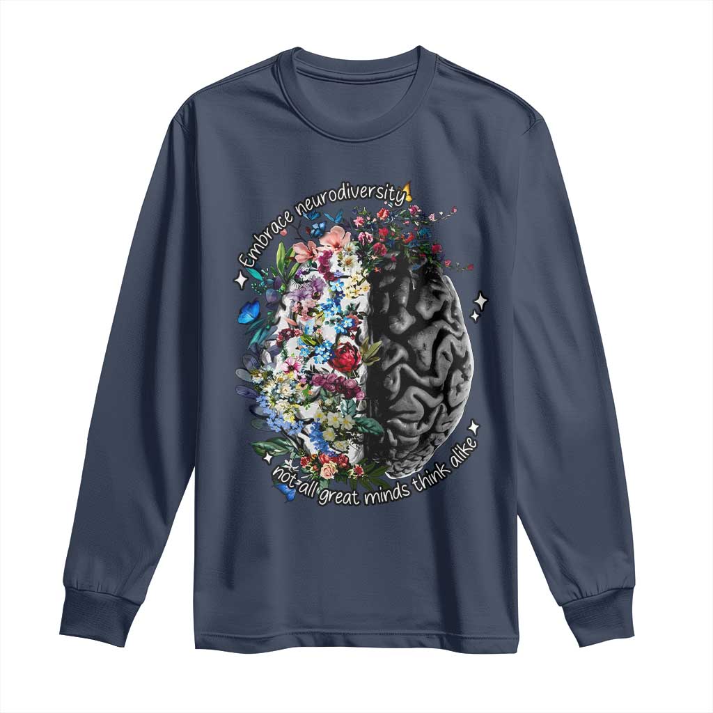 Autism Awareness Long Sleeve Shirt Neurodiversity All Great Minds Don't Mind Alike TS10 Navy Print Your Wear