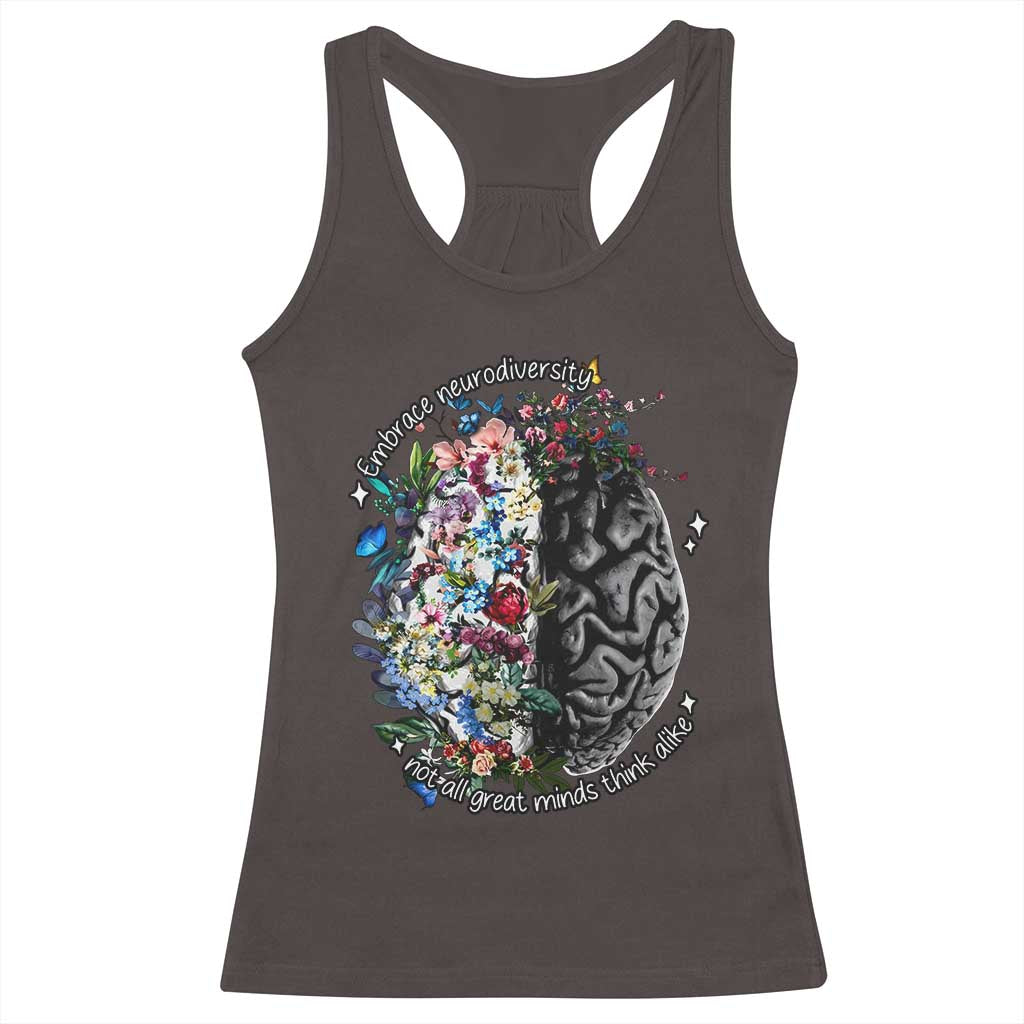Autism Awareness Racerback Tank Top Neurodiversity All Great Minds Don't Mind Alike TS10 Dark Chocolate Print Your Wear