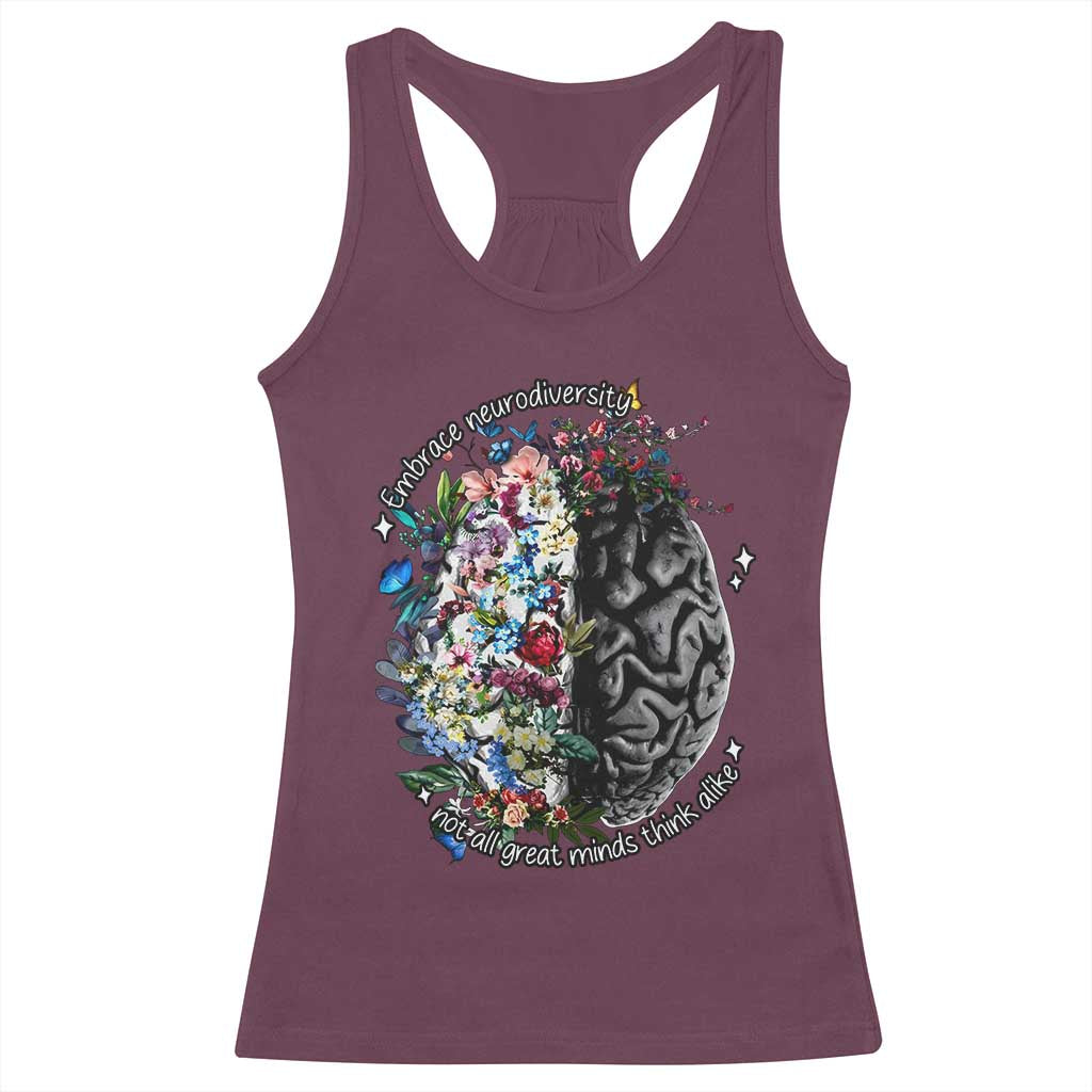 Autism Awareness Racerback Tank Top Neurodiversity All Great Minds Don't Mind Alike TS10 Maroon Print Your Wear