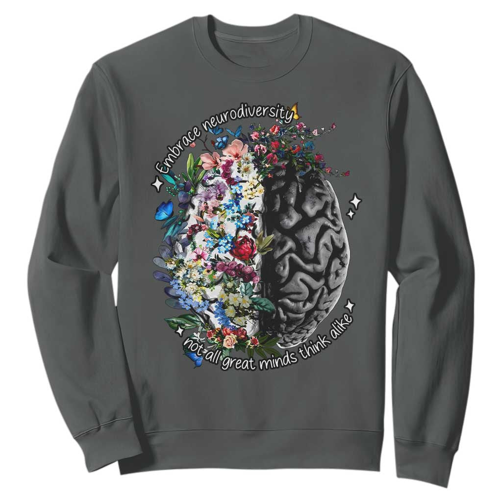 Autism Awareness Sweatshirt Neurodiversity All Great Minds Don't Mind Alike TS10 Dark Heather Print Your Wear