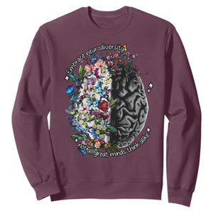 Autism Awareness Sweatshirt Neurodiversity All Great Minds Don't Mind Alike TS10 Maroon Print Your Wear