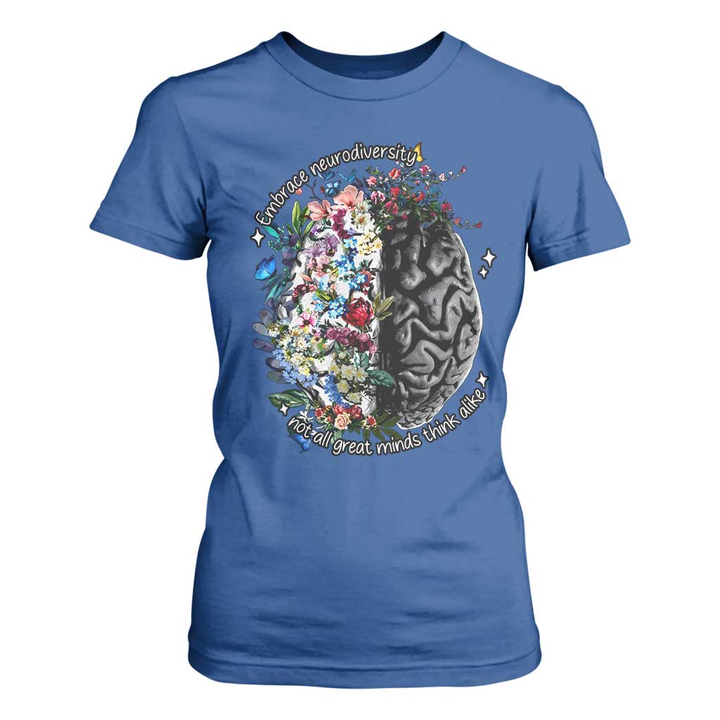 Autism Awareness T Shirt For Women Neurodiversity All Great Minds Don't Mind Alike TS10 Royal Blue Print Your Wear