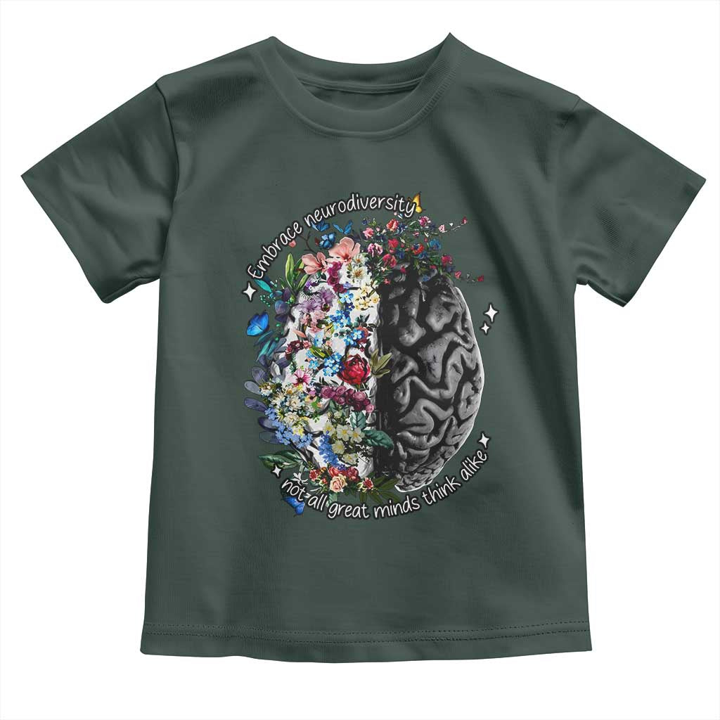 Autism Awareness Toddler T Shirt Neurodiversity All Great Minds Don't Mind Alike TS10 Dark Forest Green Print Your Wear