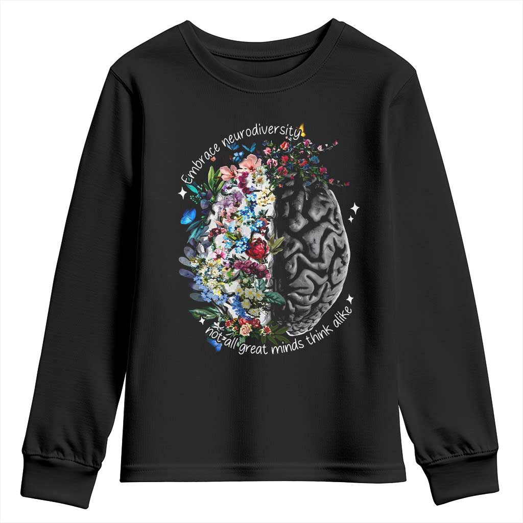 Autism Awareness Youth Sweatshirt Neurodiversity All Great Minds Don't Mind Alike TS10 Black Print Your Wear