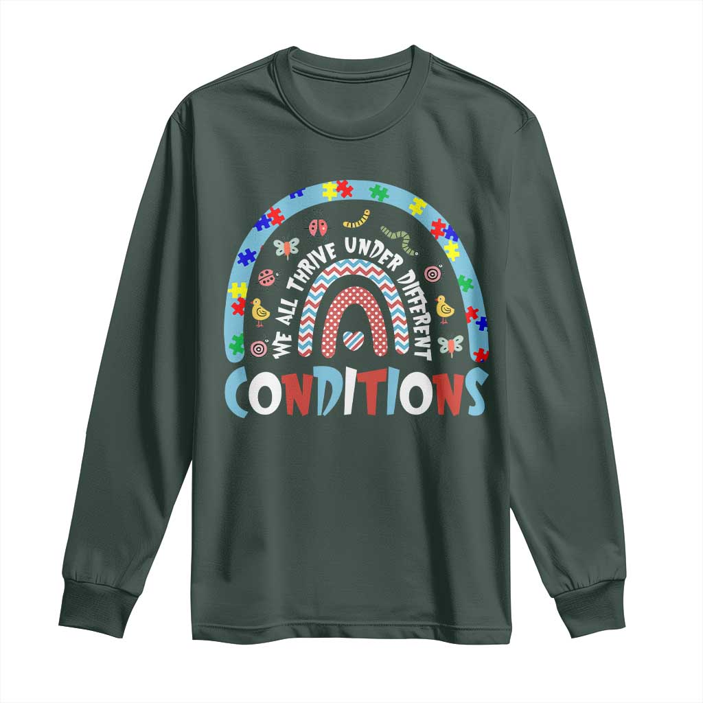 Autism Awareness Long Sleeve Shirt Sped Education Teacher Rainbow Reading TS10 Dark Forest Green Print Your Wear
