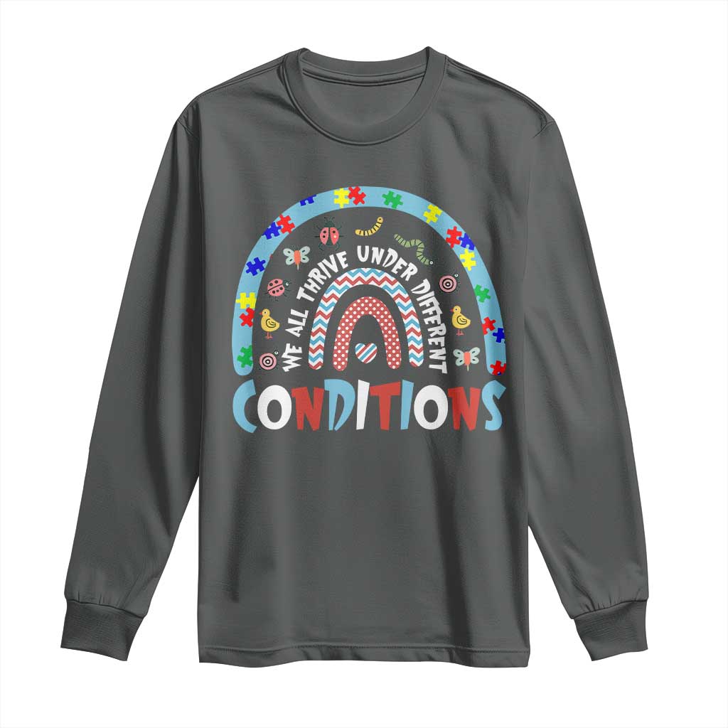Autism Awareness Long Sleeve Shirt Sped Education Teacher Rainbow Reading TS10 Dark Heather Print Your Wear