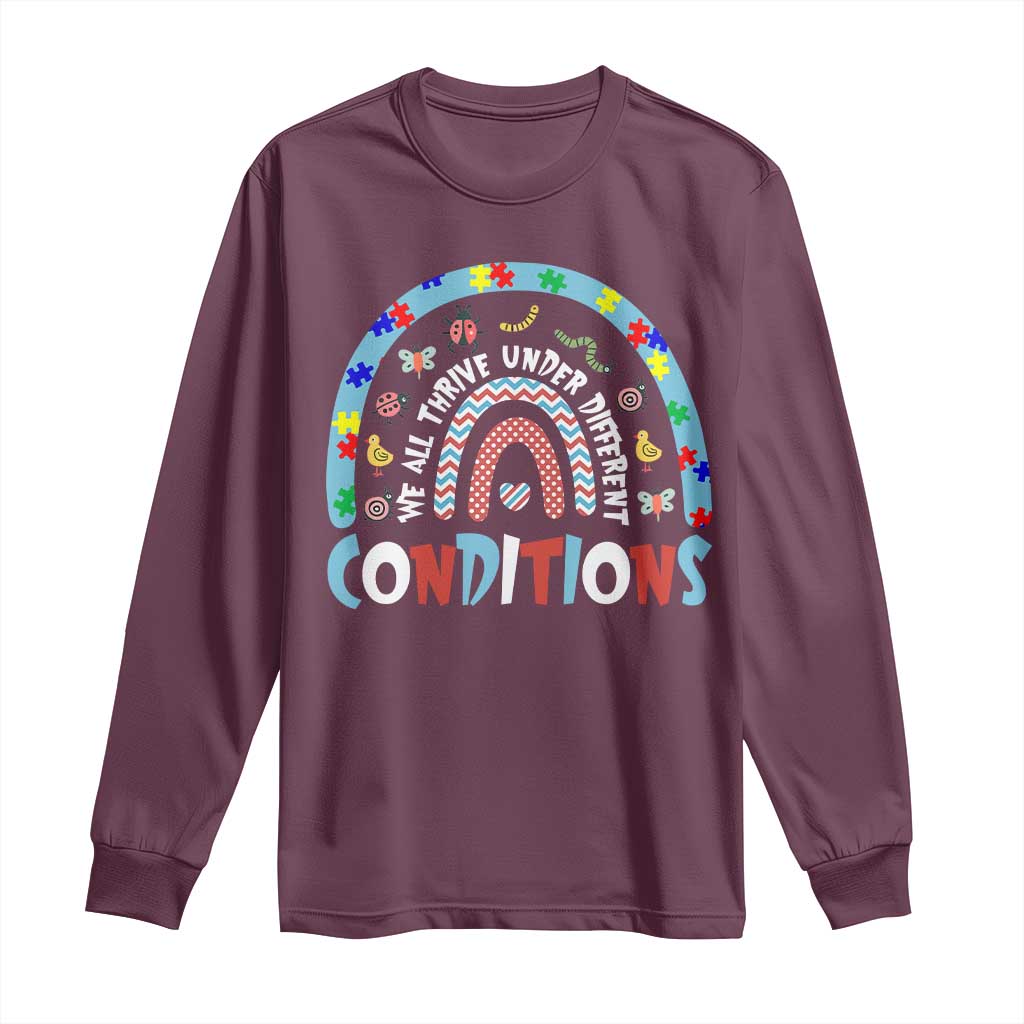 Autism Awareness Long Sleeve Shirt Sped Education Teacher Rainbow Reading TS10 Maroon Print Your Wear