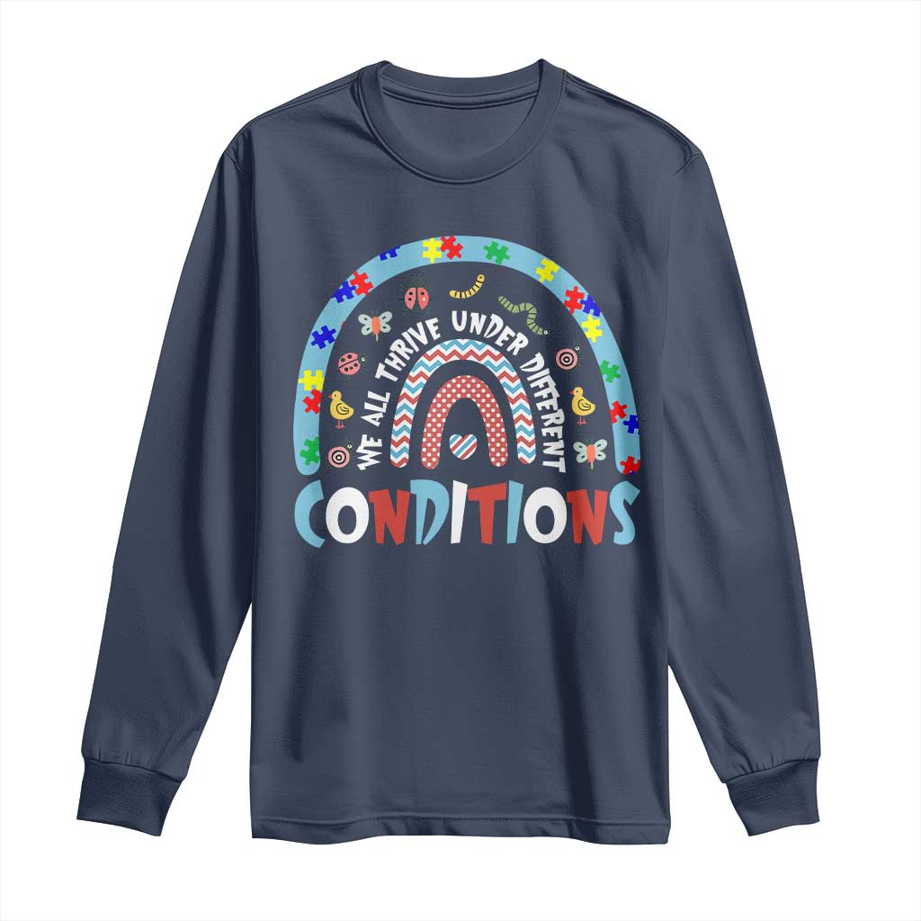 Autism Awareness Long Sleeve Shirt Sped Education Teacher Rainbow Reading TS10 Navy Print Your Wear