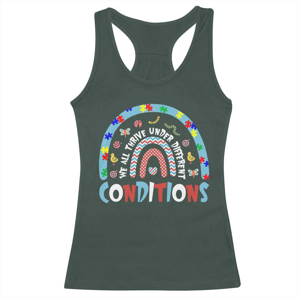 Autism Awareness Racerback Tank Top Sped Education Teacher Rainbow Reading TS10 Dark Forest Green Print Your Wear