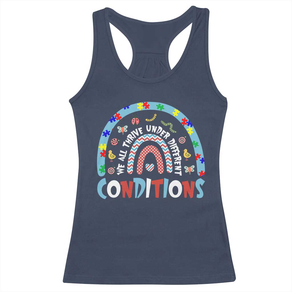 Autism Awareness Racerback Tank Top Sped Education Teacher Rainbow Reading TS10 Navy Print Your Wear