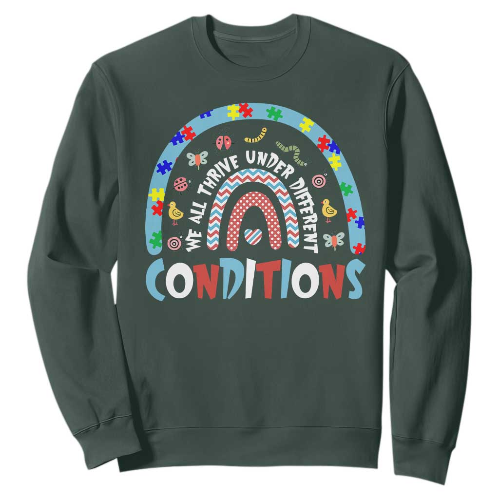 Autism Awareness Sweatshirt Sped Education Teacher Rainbow Reading TS10 Dark Forest Green Print Your Wear
